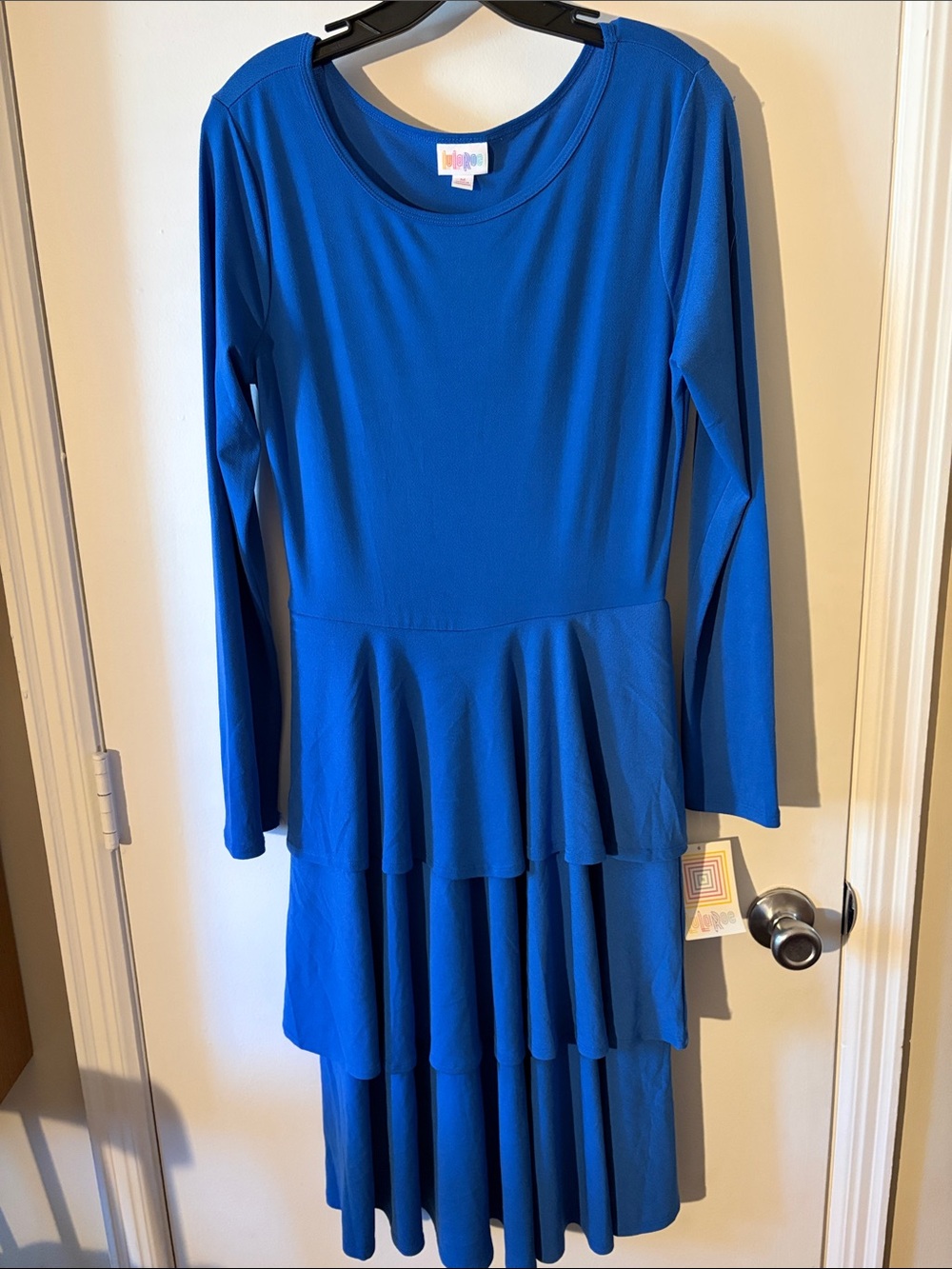 LuLaRoe Royal Blue Long Sleeve Tiered Dress